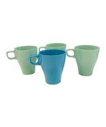 4 Ikea Stackable Coffee Mug Sweden Fargrik 3 Green 1 Blue 8 oz - $24.35