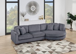 Buxton 2-Piece Gray Corduroy Sectional, Right-Arm-Facing Chaise and Round Corner - £926.94 GBP