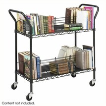 Safco Wire Stainless Steel Book Cart in Black - £263.51 GBP