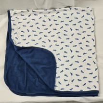 Baby Gap Navy Blue White Baby Blanket Cars BabyGap Cotton Double Lined L... - £47.47 GBP