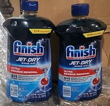 (2) Finish Jet-Dry Rinse Aid, 38 fl. oz. 748 Washes 3in1 Ultra Residue R... - $34.64
