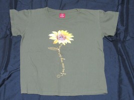 BOHO HIPPIE Green Sunflower Tee Sz L 20L x 20W - £7.58 GBP