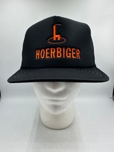 Vtg Hoerbiger Trucker Hat Cap Mesh Back Snapback Black Orange Engines Gas Flow - £7.28 GBP