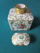 VICTORIAN PERFUME BOTTLE GOLD AND FLOWERS 5 X 3 1/2 X 3&quot; GORGEOUS [*a4PERF] - $123.75