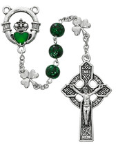 Green Shamrock Rosary, Full Five Decade Rosary - £20.73 GBP