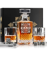 Gifts for Dad Men Fathers Day, Unique Whiskey Decanter Set with 2 Glasse... - $68.15