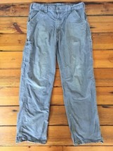 Carhartt Distressed Gray Cotton Boot Cut Cargo Carpenter Work Pants Mens 34 x 31 - £23.90 GBP