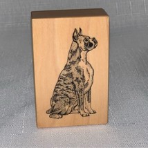 Vintage 1992 Boxer Dog Pet Rubber Stamp Wood Mount Scrapbook Card Craft Making - £17.15 GBP