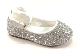 De Blossom Girl Harper-105 Toddler White Rhinestone Dress Flat Shoes - £35.17 GBP