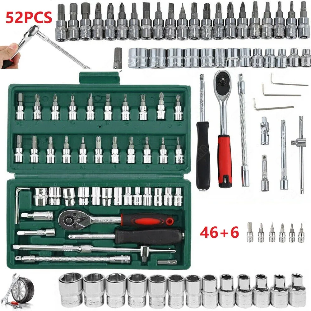 52pcs Metric Socket Set Ratchet Torx Wrench Kit 1/4&quot; Drive Repair Tool with Case - $20.00