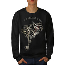 Wellcoda Scary Fish Wild Animal Mens Sweatshirt, Bone Casual Pullover Jumper - £23.90 GBP+