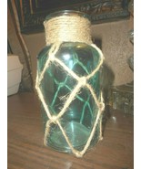 Green Nautical Rope for Coastal Cottage Netted Glass Jars Table Display ... - £14.19 GBP