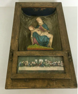 Vintage last rites sick call cabinet Catholic home altar chalkware shado... - $99.00