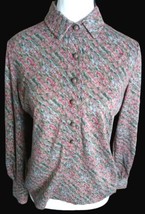 Eva For Robert Janan Blouse Size 12 Made In Italy Half Button Artisty Lo... - $13.86