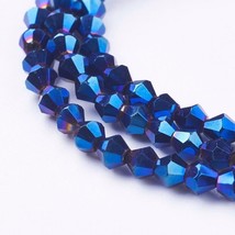 Z  Lot of 10   12 inch strands AB Faceted Bicone Glass Beads BIUE  BB5 - $11.39