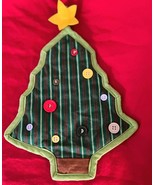 Vintage Quilted Christmas Tree Hot Pad w Assorted Buttons as Ornaments - $126.39 MXN