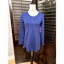Isaac Mizrahi Women&#39;s Navy Blue Long Sleeve Henley T-Shirt XS NWT - £16.39 GBP