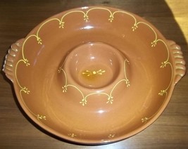 Large Redware Red Ware Slip Painted Chip &amp; Bean Dip Made in Portugal - £18.99 GBP