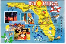 Florida Postcard State Map Sunshine State Disney Apollo - £1.63 GBP