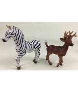 Safari LTD Deer Buck 10 Point Vintage 1998 Battat Zebra Figurine 2pc Lot... - £11.64 GBP