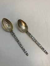 Seattle Wash. &amp; Mt. Rainier Sterling Two Silver Spoons Indian Totem Pole - £23.26 GBP