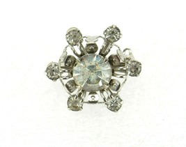 Vintage Costume Jewelry, Mid Century Rhinestone Snowflake Starburst Broo... - $14.65