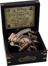 Handmade Astrolabe Brass Sextant with Built-in Compass and Hardwood Box ... - $69.30