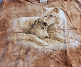 The Mountain Wolf Soulmates T Shirt Brown Tie Dye XL &#39;99 Full Front Image - £22.21 GBP