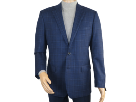 Men's Soft Wool Sport Coat English Plaid Window Pane 556-4 Navy Blue New image 2