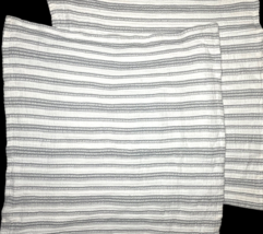 J Queen White Sand Coachella European Pillow Shams Set 2 Gray White Stripe Soft - £14.78 GBP