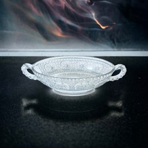 Glass Dish With Handles Pressed Oblong Shape Star Design 11 in x 4.75 in - £10.97 GBP