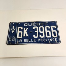 Quebec License Plate 1968 La Belle Province 6K-3966 Blue White Canada Vtg - £19.02 GBP