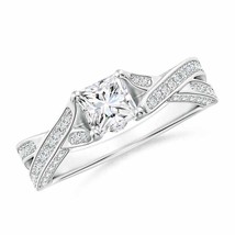 ANGARA 1.02 Ct Princess-Cut Natural Diamond Solitaire Crossover Engagement Ring - £2,266.11 GBP