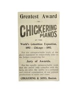 Chickering Piano World&quot;s Fair 1894 Advertisement Victorian Instrument 9 ... - $27.56 CAD