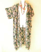 CG28 Gecko Kaftan Hand Painted Plus Size Open Duster Maxi Cardigan up to 5X - £23.35 GBP
