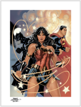 HAND SIGNED Terry Dodson Sideshow Exc JLA Art Print Wonder Woman Batman Superman - £163.59 GBP