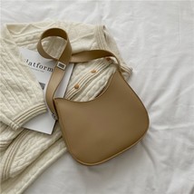 Vintage Half-Moon Underarm Bag For Women PU Leather Shoulder Bag Bag Solid Color - £18.97 GBP