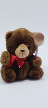Vintage Mattel Emotions Dk Brown Teddy Bear w/ Heart Plush Stuffed 6&quot; CLEAN  - £12.22 GBP