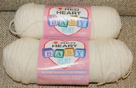 Lot 2 Red Heart Baby Sport Soft White Pompadour Yarn Crochet Knit 3ply 6oz D/C! - £19.48 GBP