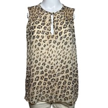 Joie Shirt Women&#39;s Large 100% Silk Lined Beige Animal Print Blouse Layering - £19.01 GBP