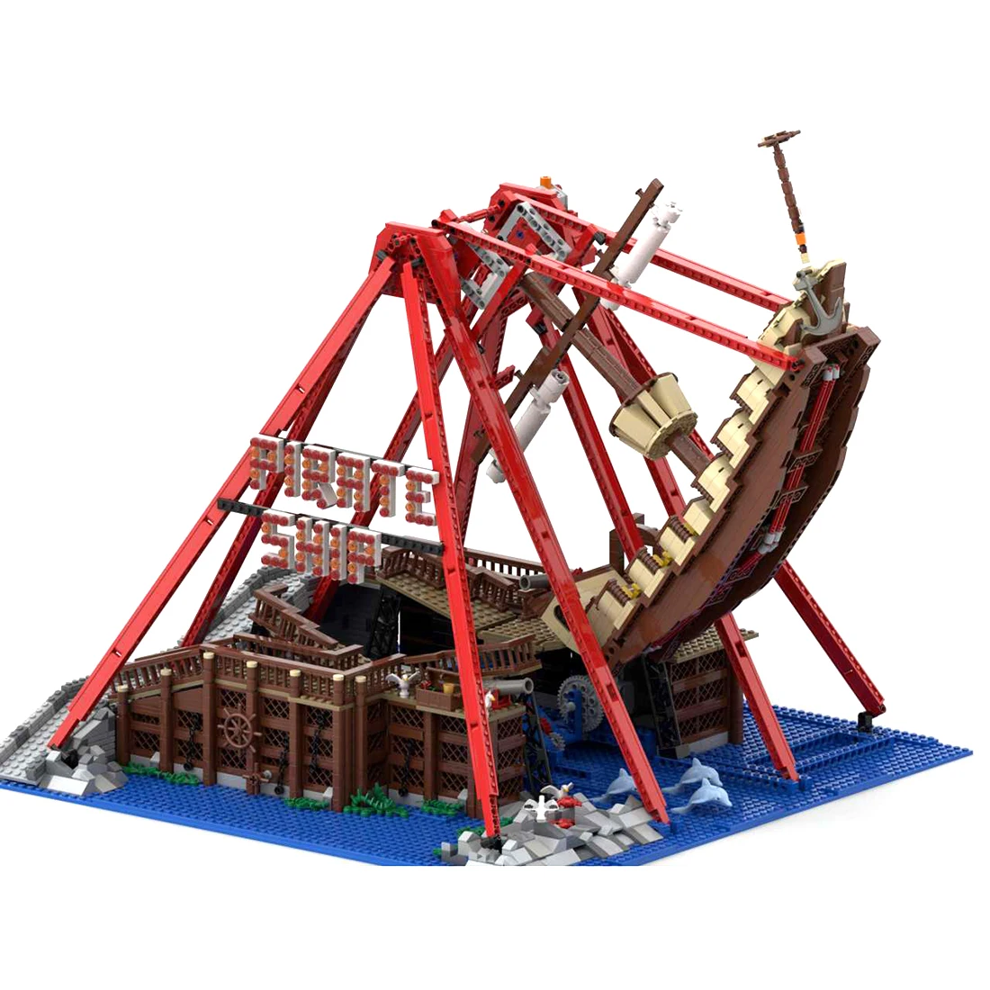 (Ship within 10 days)2389Pcs Theme Park Pirate Ship Ride MOC-67413 Compatible - £311.03 GBP+