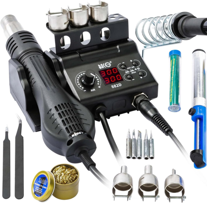 2 in 1 882D Soldering Iron Hot Air Rework Station with LED Display and ℉... - $106.48