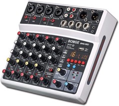 BOMGE 6 Channel Audio Sound Mixer - Professional Digital DJ Mixing Conso... - £67.13 GBP