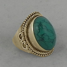 925 Sterling Silver Turquoise Gemstone Rose Gold / gold women Ring GRS-1381 - £42.82 GBP+