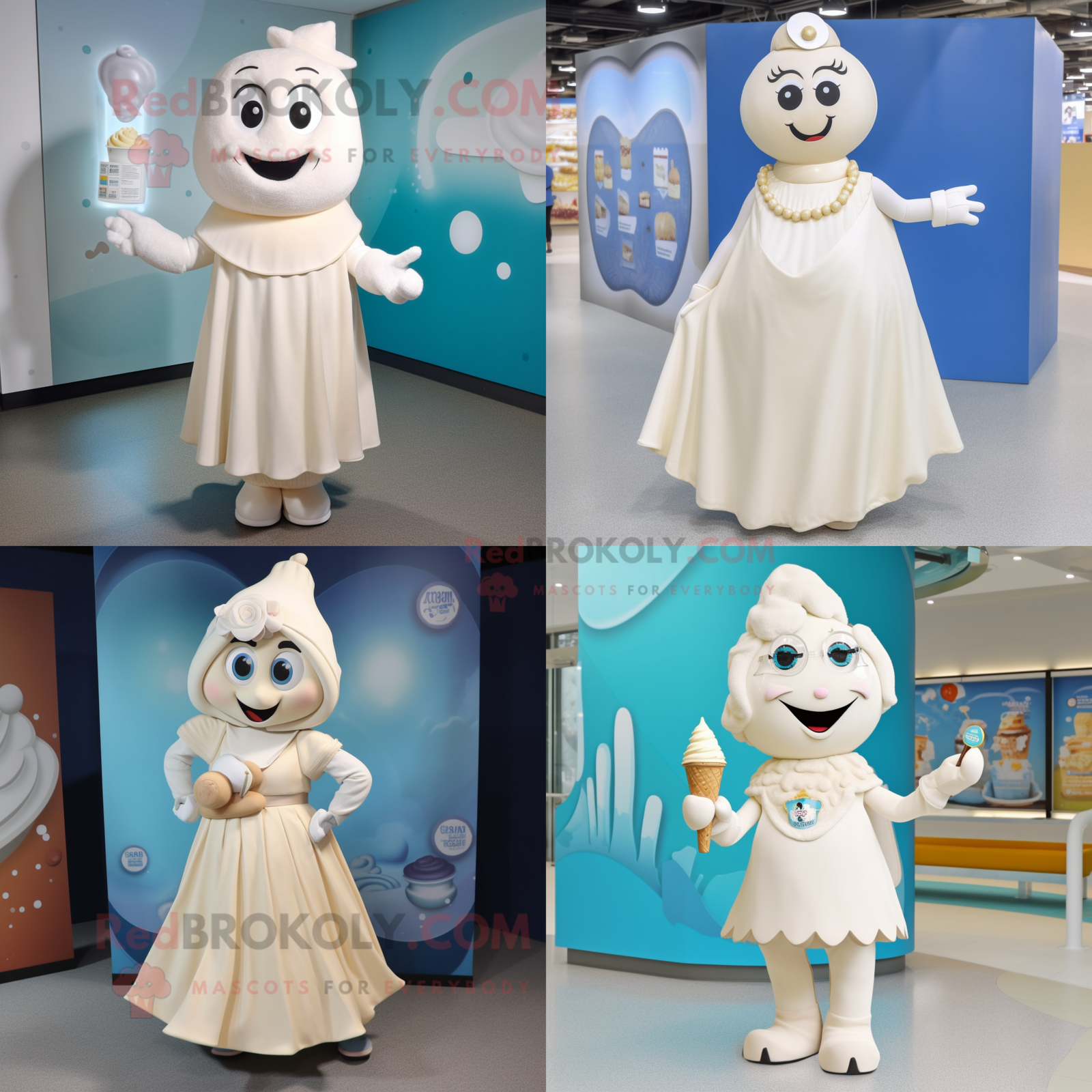 Cream Ice mascot costume character dressed with a A-Line Skirt and Neckl... - $1,199.00