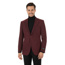 Men ZACCHI Velour Velveteen Hounds tooth Blazer Sport Coat DUANE 74526 Burgundy image 6