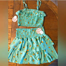 Green &amp; Floral Mini Skirt Set - £28.14 GBP