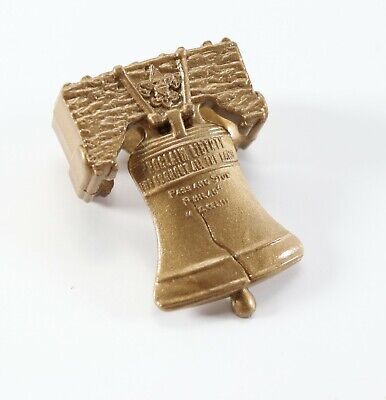 Vintage Plastic Liberty Bell Gold Bronze Colored Boy Scout BSA Neckerchi... - $8.99