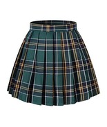 Girl&#39;s School Uniform Plaid Pleated Costumes Skirts (M, Dark Green Mixed... - £15.85 GBP