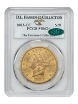 1883-CC $20 PCGS/CAC MS62+ ex: D.L. Hansen - $44,304.75